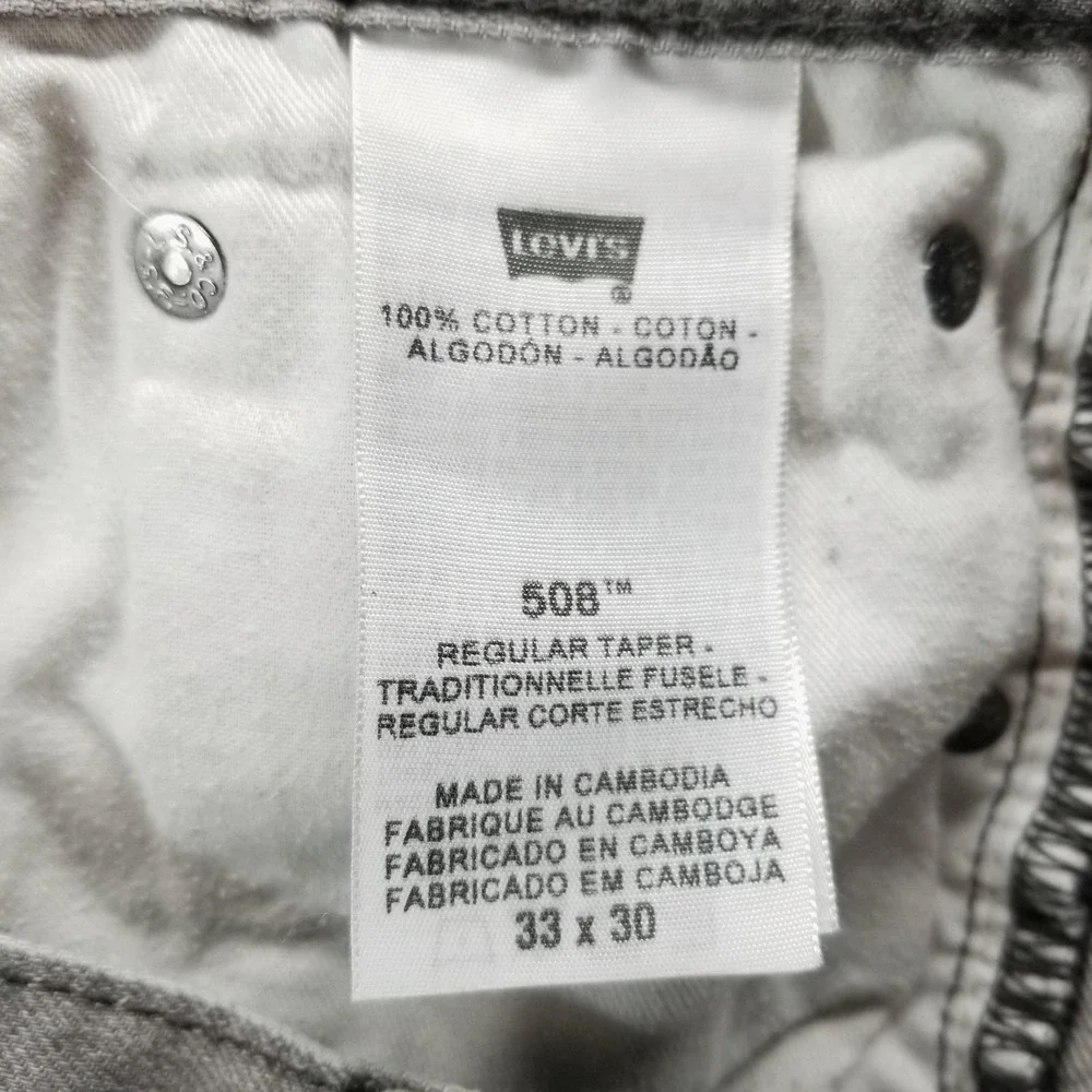 Levis 508 Jeans Mens 33x30 Gray Regular Tapered Medium Wash Denim‎ Comfort